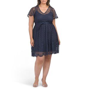 ESTELLE Navy Plus Catalina Lace Midi Dress